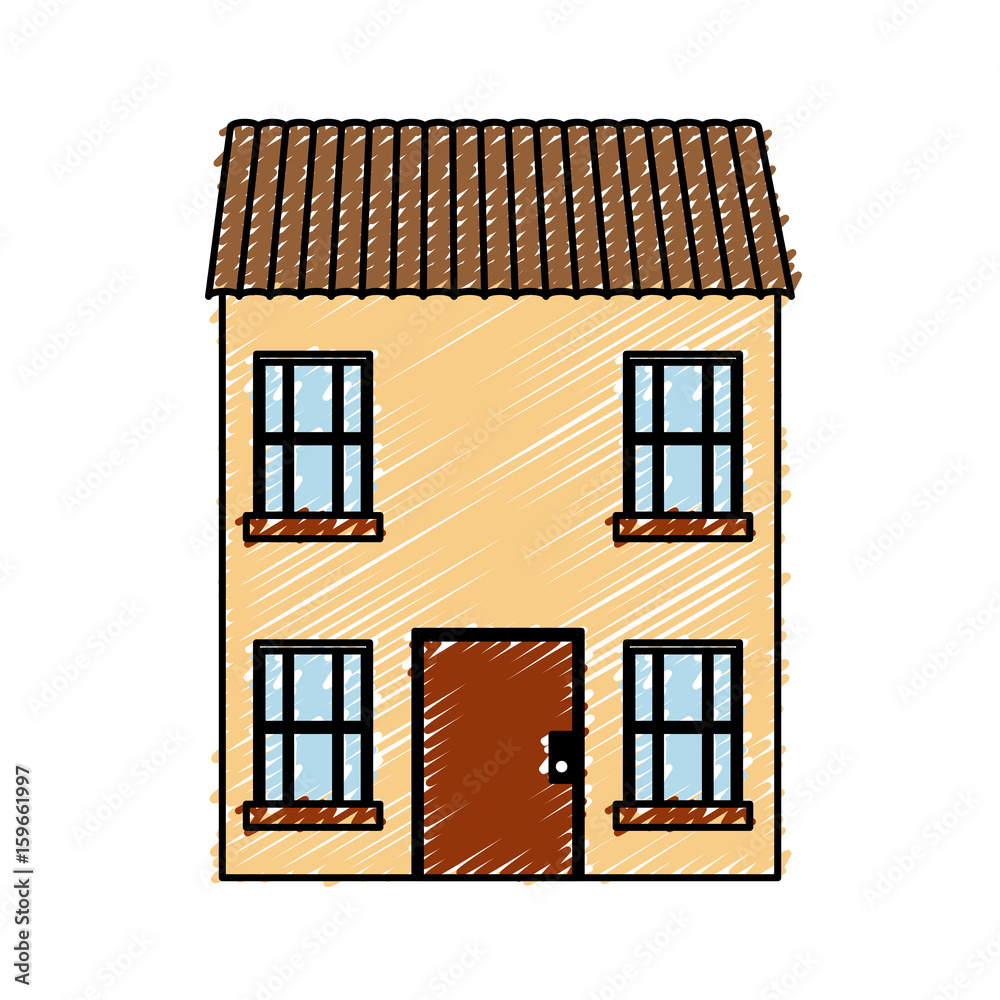 house icon over white background colorful design  vector illustration