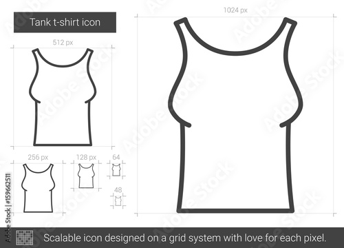 Tank t-shirt vector line icon isolated on white background. Tank t-shirt line icon for infographic, website or app. Scalable icon designed on a grid system.