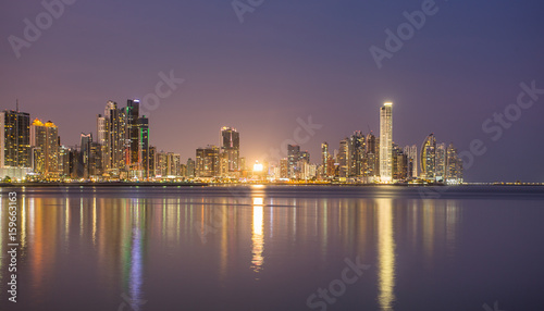     Panama City  city center skyline and Bay of Panama  Panama  Central America.     