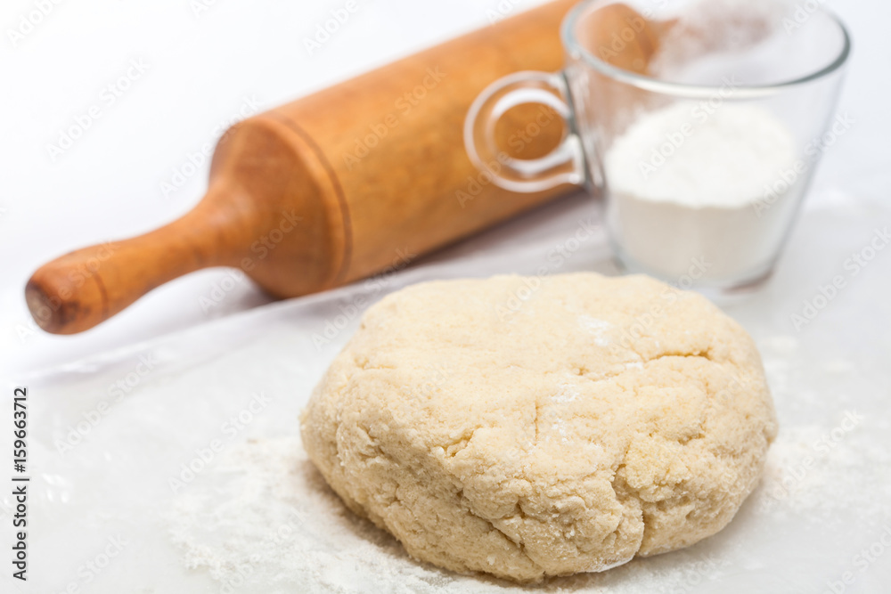Butter Cookies Preparation : Cookies dough and rolling pin Butter Cookies Preparation : Cookies dough and rolling pin