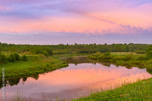 Bend of the river Shelon in the Pskov region, in the daytime more sky photo