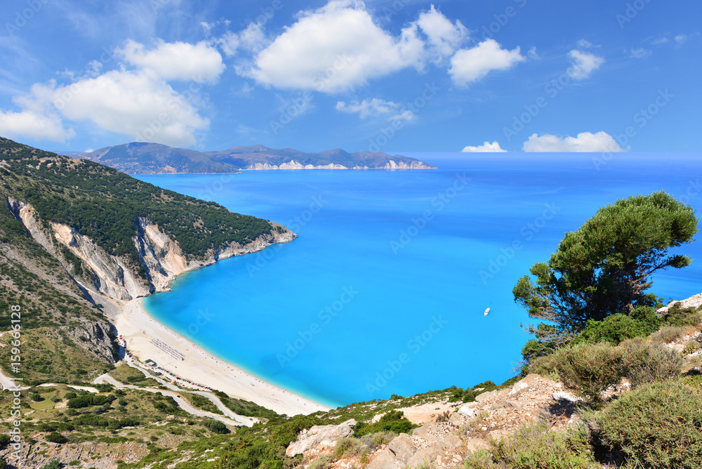 Famous beach Mirtos on Kefalonia island in Greece