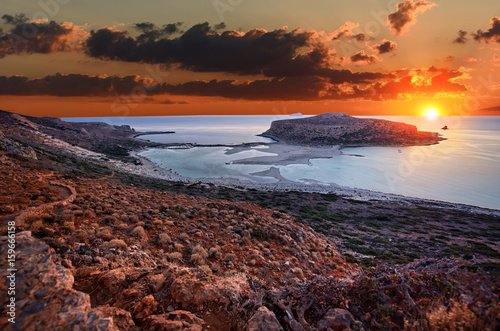 Fototapeta Naklejka Na Ścianę i Meble -  Sunset on balos lagoon - Crete, Greece