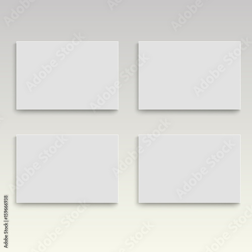 Vector realistic isolated business cards on the gray background
