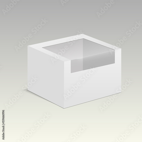 Product cardboard plastic package box with window. Vector  mock up template ready for your design.  