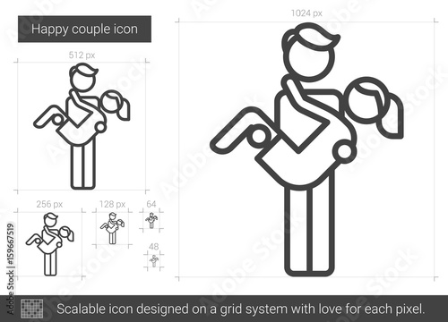 Wallpaper Mural Happy couple line icon. Torontodigital.ca