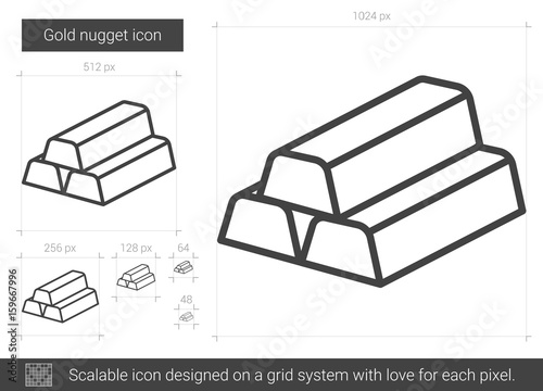 Gold nugget line icon.