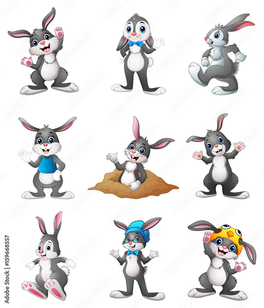 Fototapeta premium Cute Bunnies cartoon set