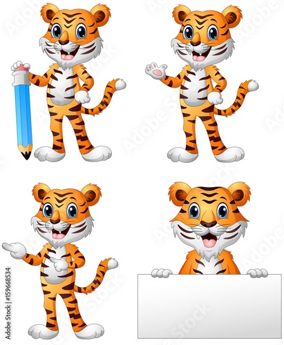 Fototapeta Naklejka Na Ścianę i Meble -  Set of tiger cartoon
