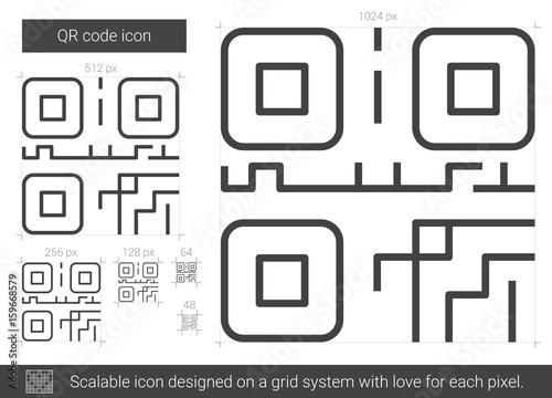 QR code vector line icon isolated on white background. QR code line icon for infographic, website or app. Scalable icon designed on a grid system. © Visual Generation