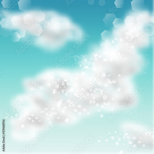 Watercolor sky background with shining sparks and bokeh. Vector Illustration, Graphic Design Editable For Your Design.