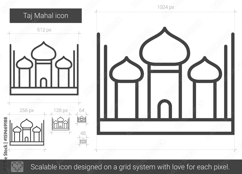 Taj Mahal line icon.