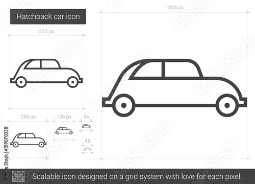 Hatchback car line icon.