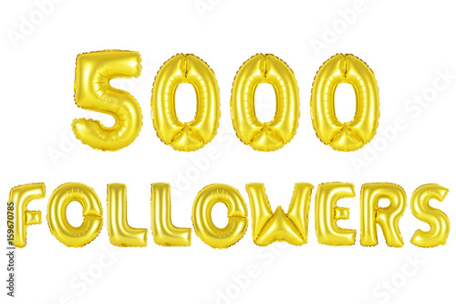 five thousand followers, gold color