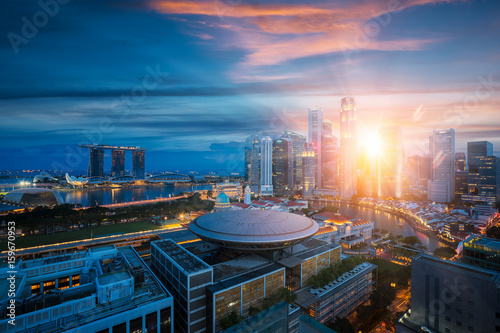 Photography Singapore city with sunrise by day to night photo