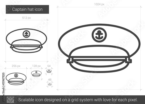 Captain hat line icon.