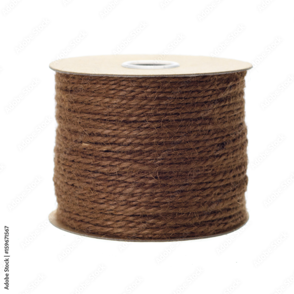 Jute rope roll over white background Jute rope roll over white background