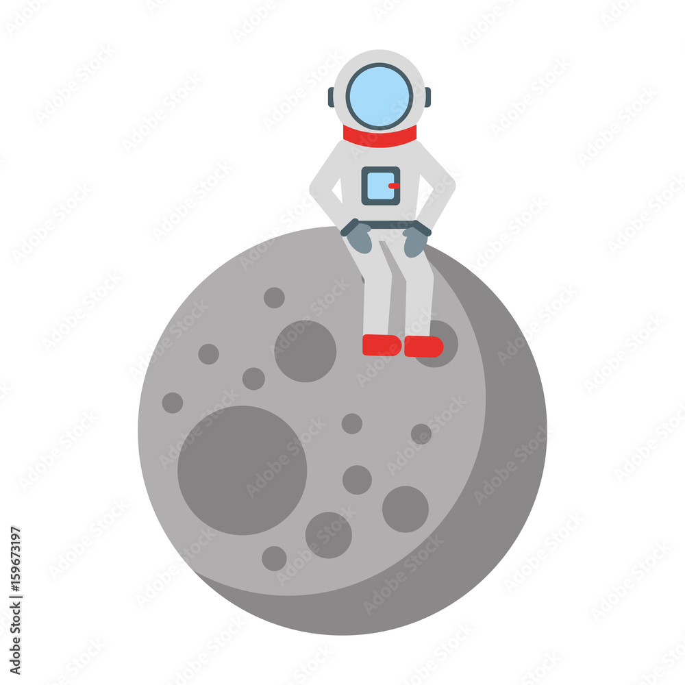 astronaut in the moon comic character icon vector illustration design astronaut in the moon comic character icon vector illustration design