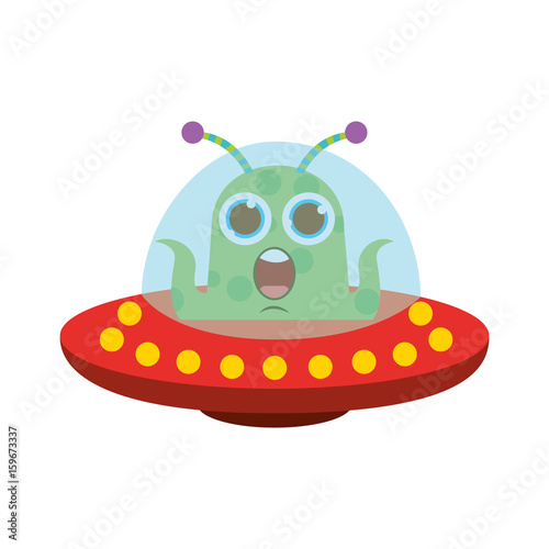 unidentified flying object with alien vector illustration design