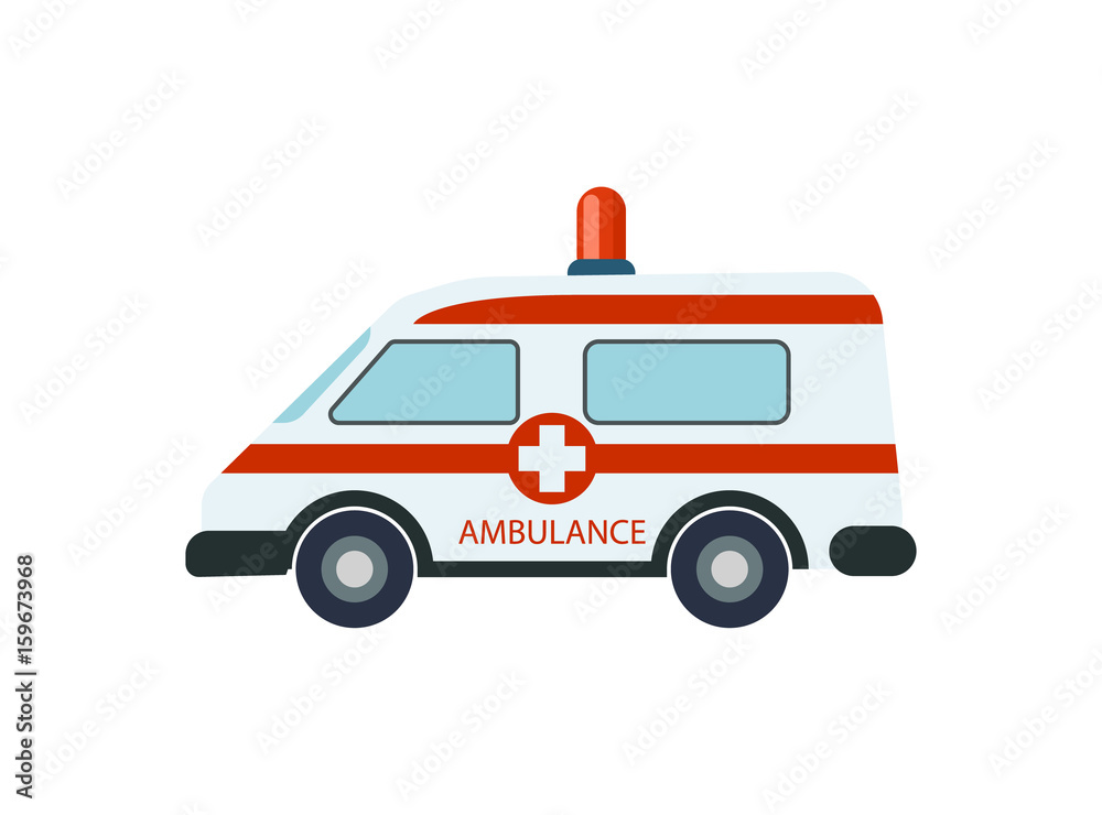 Medical ambulance car isolated icon. Emergency medical service vehicle, hospital transport vector illustration.