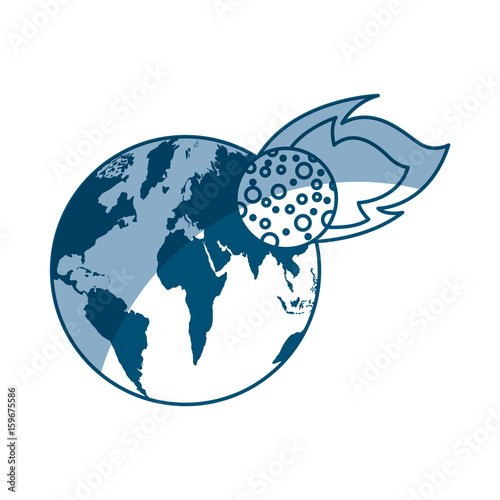 world planet earth with meteorite vector illustration design