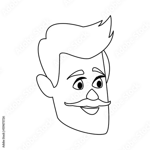 man cartoon face adult caricature character vector illustration