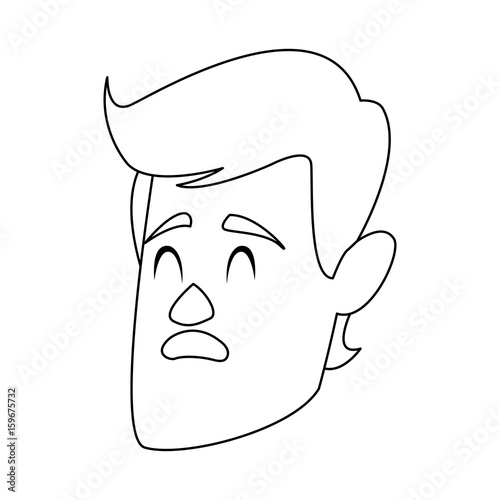 man cartoon face adult caricature character vector illustration