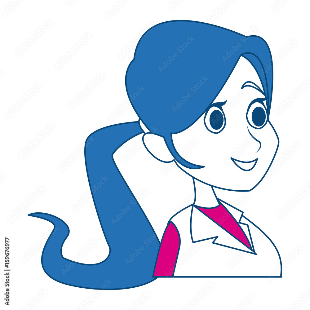 profile woman head character caricature image vector illustration