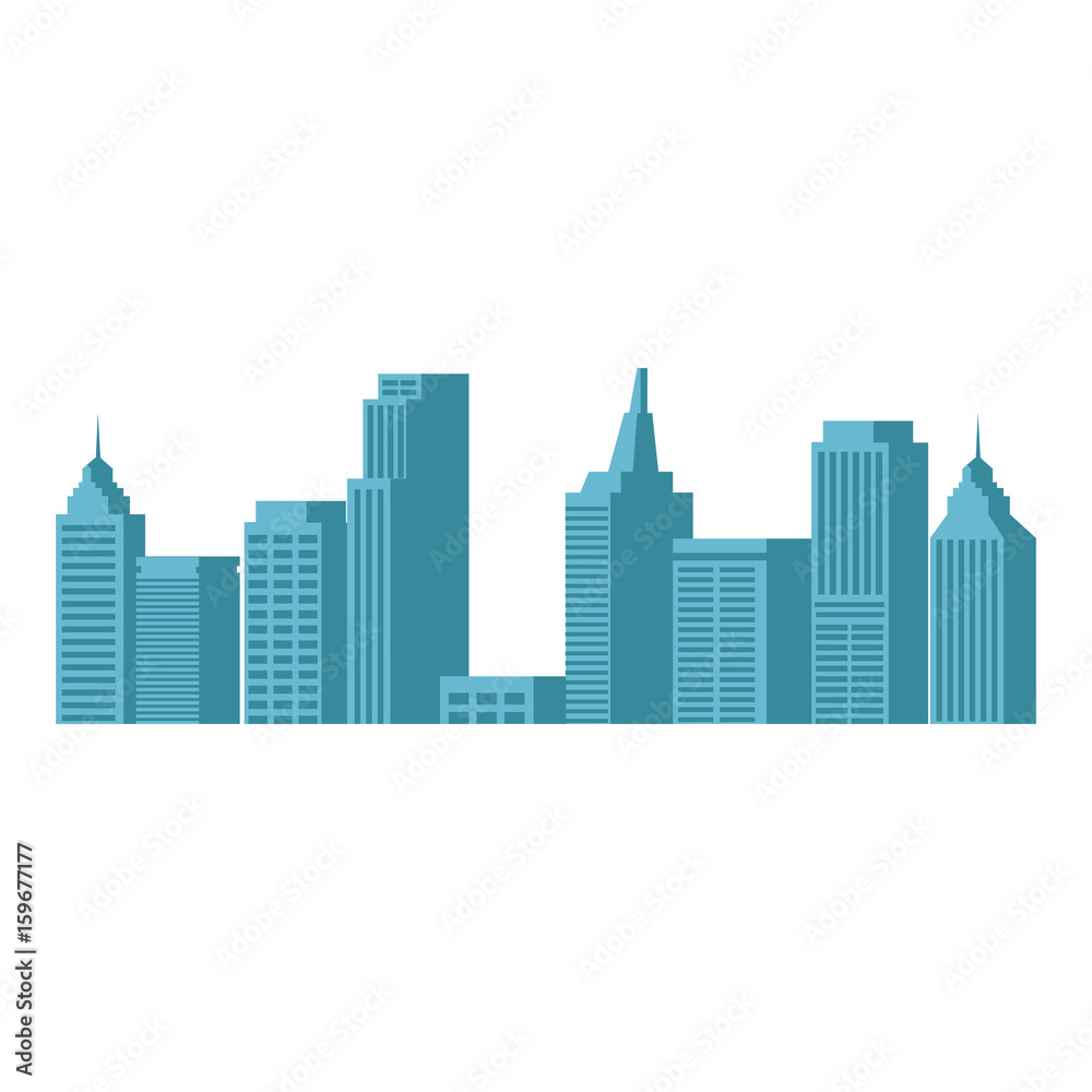 modern city skyline town towers building vector illustration