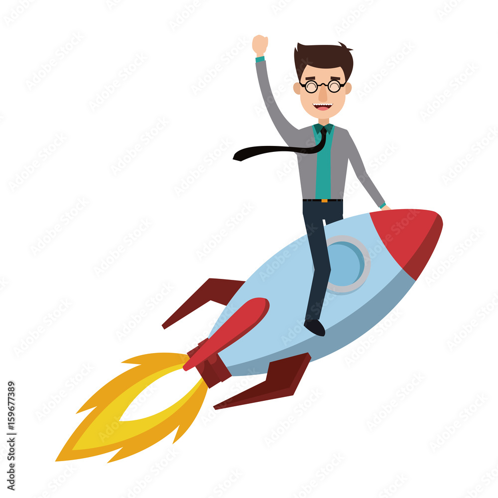 business man rocket ride is the vehicle flying high vector illustration business man rocket ride is the vehicle flying high vector illustration
