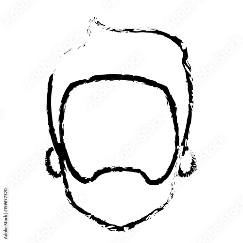 young man head avatar character vector illustration design