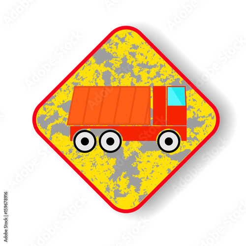 Road sign dump truck