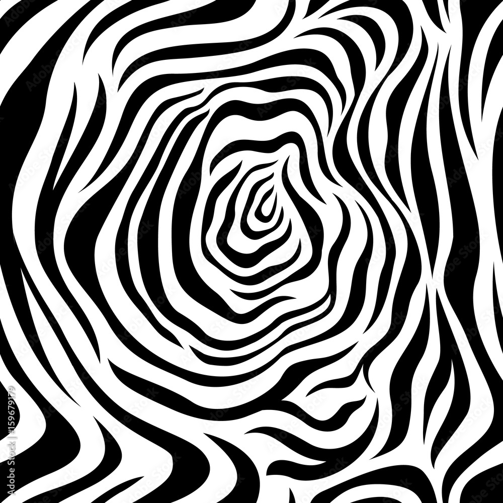 Zebra black and white strips  seamless pattern. vector illustration isolated on white background. Animal skin print texture.