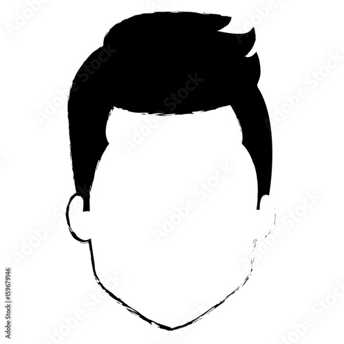 young man head avatar character vector illustration design