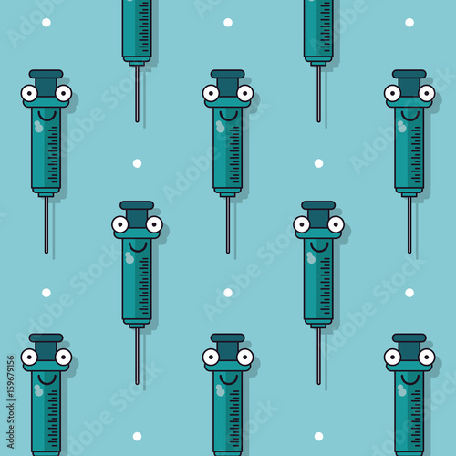 colorful background with pattern of syringes animated vector illustration
