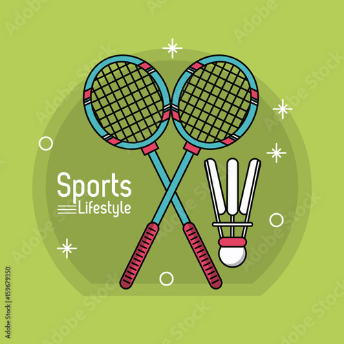colorful poster of sport lifestyle with badminton icons vector illustration