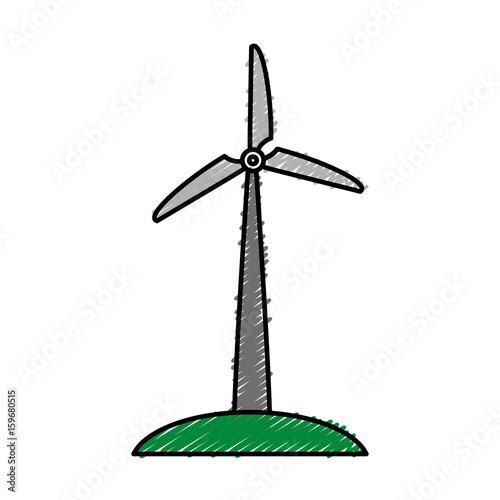 eolic turbine icon over white background colorful design vector illustration