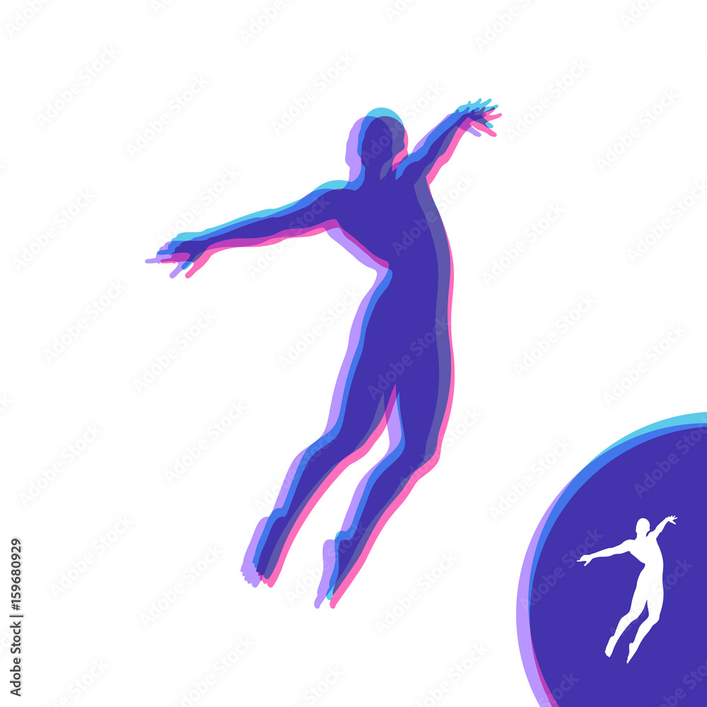 Silhouette of a jumping man. Design template for Sport. Vector Illustration.