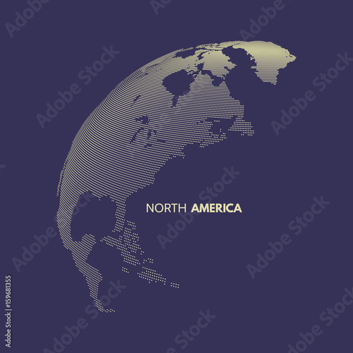 North America. Earth globe. Global business marketing concept. Dotted style. Design for education, science, web presentations.