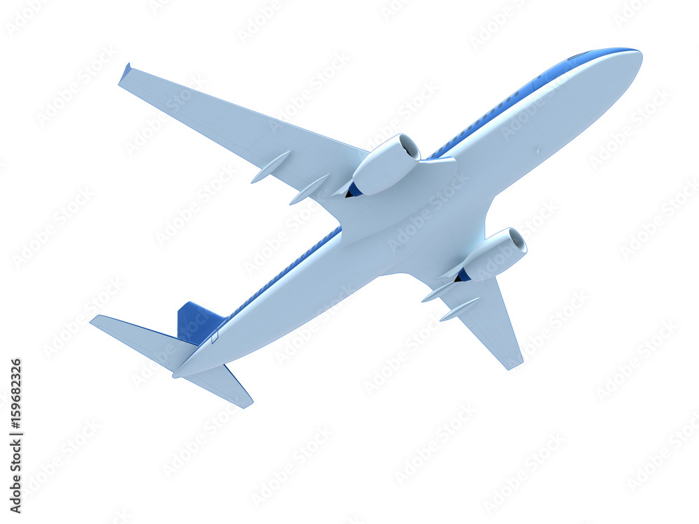 3d illustration of airplane in flying isolated. 3d illustration of airplane in flying isolated.