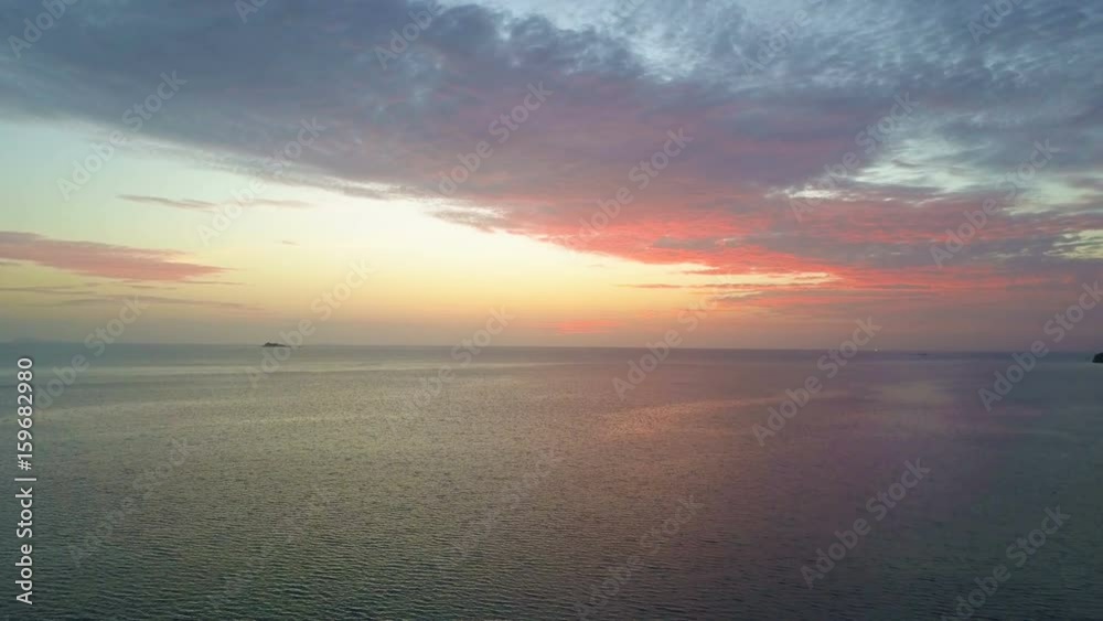 Flying above Sea Surface at Sunset Flying above Sea Surface at Sunset