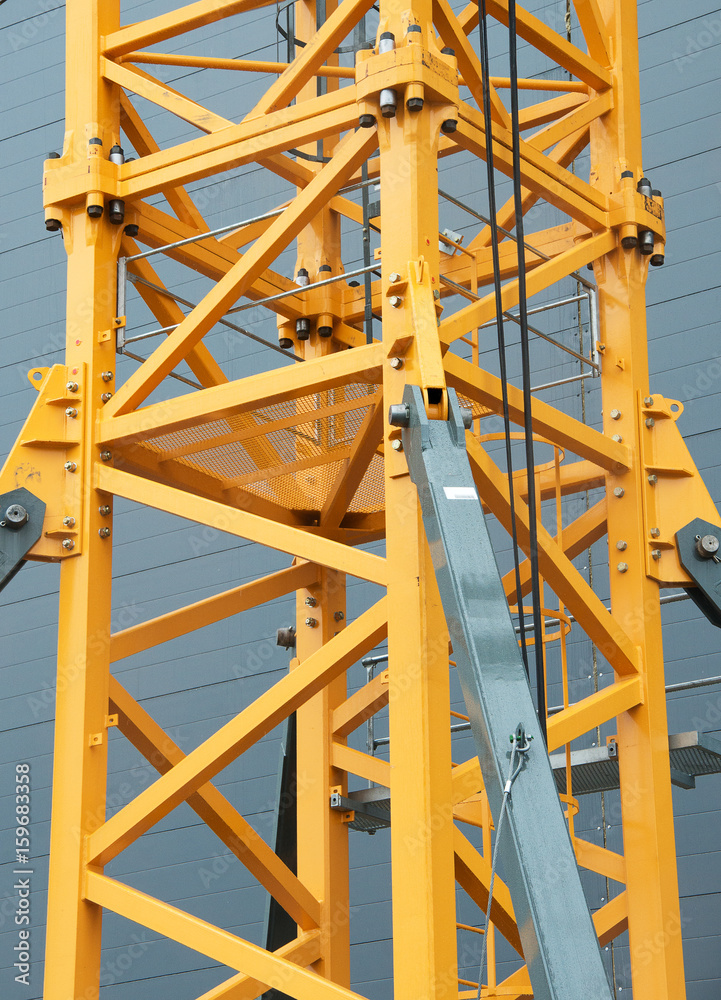 Industrial construction crane close-up view. Industrial construction crane close-up view.