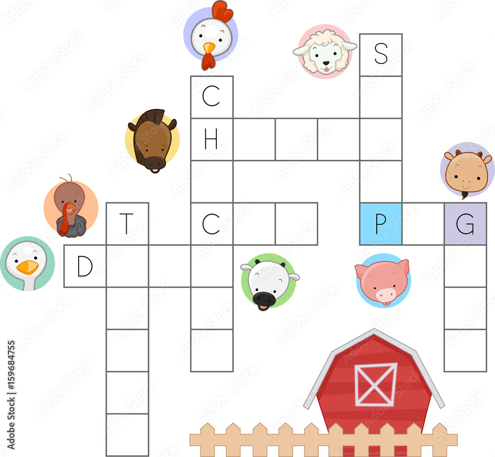Farm Animals Crossword Puzzle Stock Vector | Adobe Stock