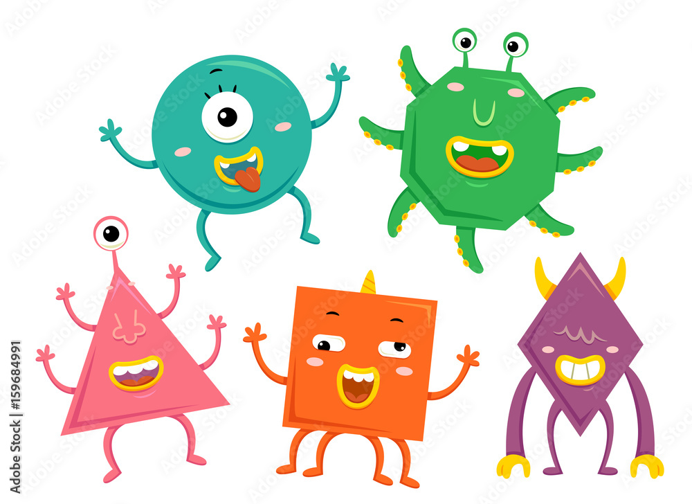 Monsters Shape Cute Mascot Monsters Shape Cute Mascot