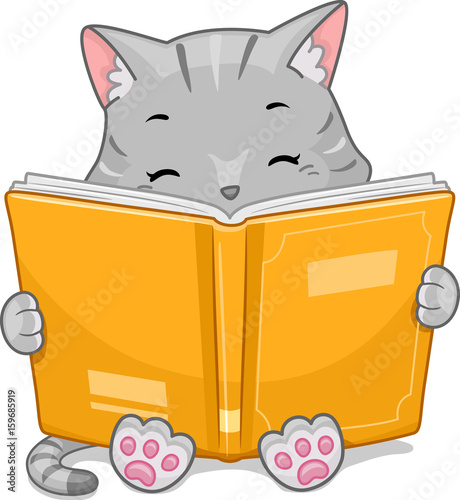 Cat Mascot Read Book