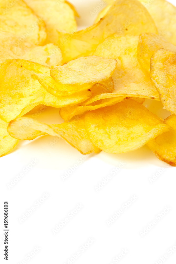 Potato chips isolated on white