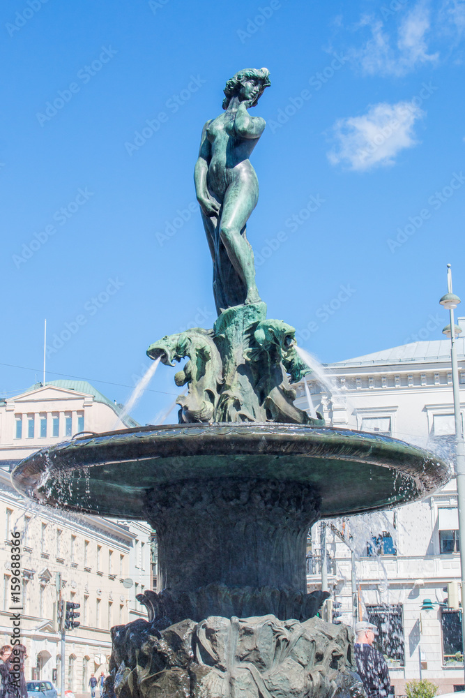 Obraz premium Havis Amanda Springbrunnen Marktplatz Hafen Helsinki Uusimaa Finnland
