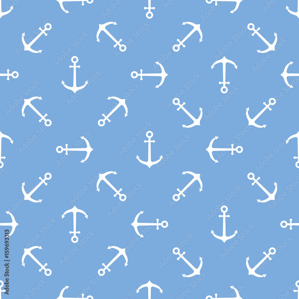Seamless pattern with anchors on blue background. Vector Seamless pattern with anchors on blue background. Vector