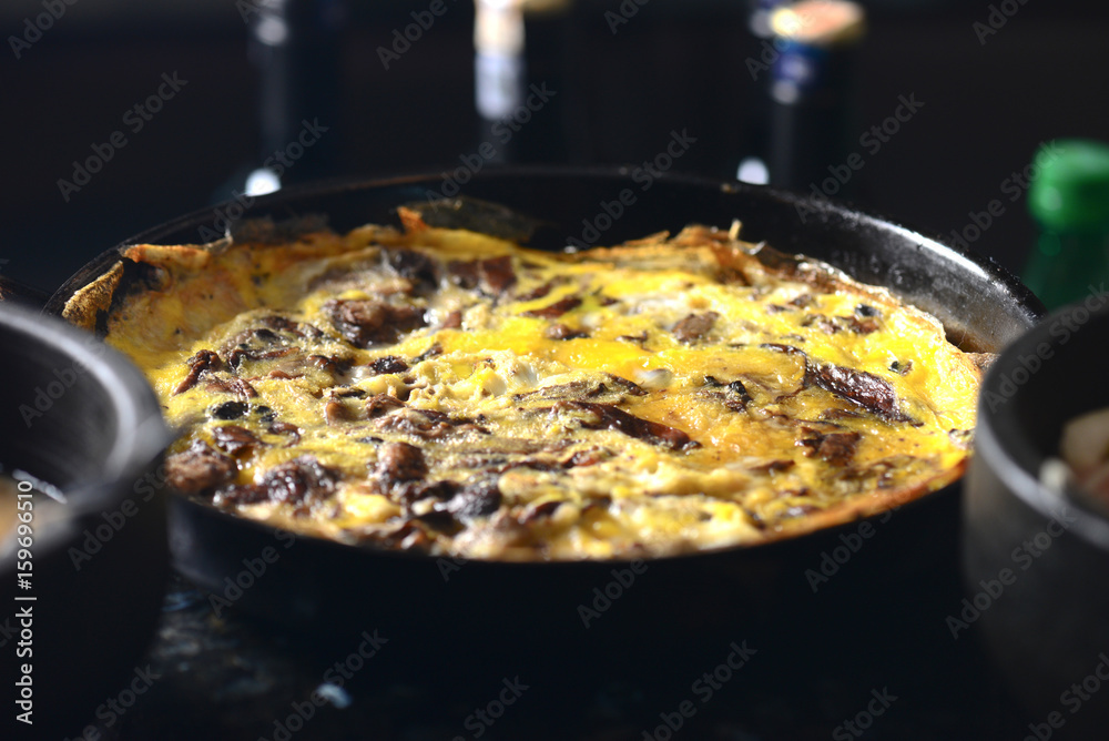 fritata italian egg omelette with mushrooms