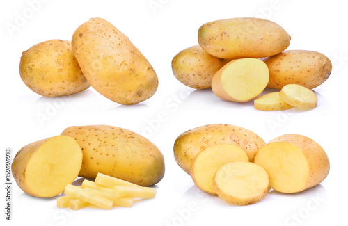 set of fresh potato isolated on white background